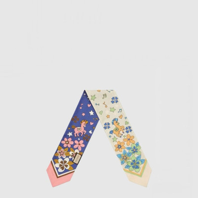 구찌 여성 트윌 플로라 프린트 넥 보우 스카프 - Gucci Womens Twill Flora Print Neck Bow Scarf - acc10810x
