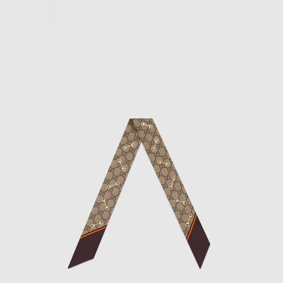 구찌 여성 GG 프린트 홀스빗 넥 보우 스카프 - Gucci Womens GG Print Horsebit Neck Bow Scarf - acc10814x
