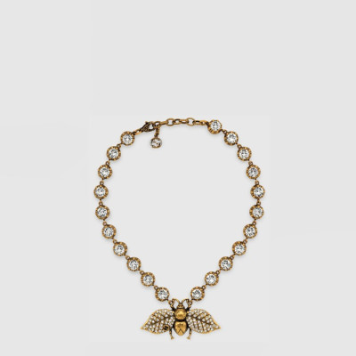 구찌 여성 크리스탈 비 네크리스 - Gucci Womens Crystal Bee Necklace - acc10863x