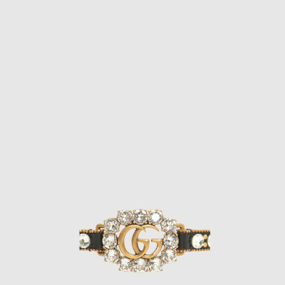 구찌 여성 크리스탈 더블 G 가죽 브레이슬릿 - Gucci Womens Crystal Double G Leather Bracelet - acc10879x