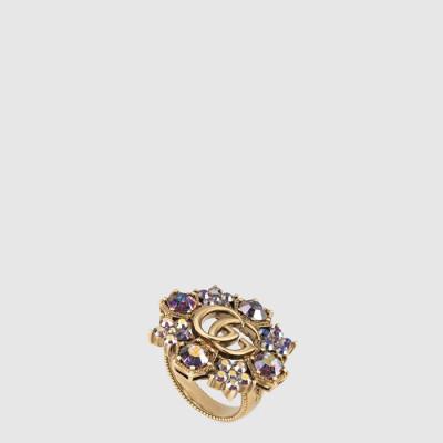 구찌 여성 더블 G 크리스탈 플라워 링 - Gucci Womens Double G Crystal Flower Ring - acc10903x