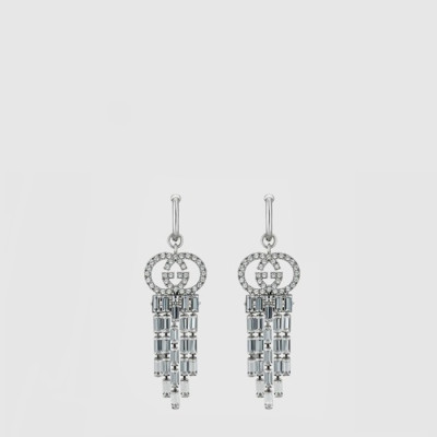 구찌 여성 인터로킹 G 크리스털 후프 이어링 - Gucci Womens Interlocking G Crystal Hoop Earring - acc10925x